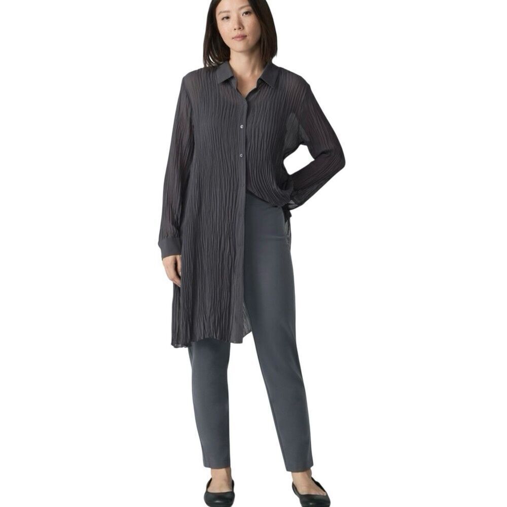 Eileen Fisher Washable Flex Ponte Slim Ankle Crepe Pants Size M Gray Career Work - Picture 3 of 5
